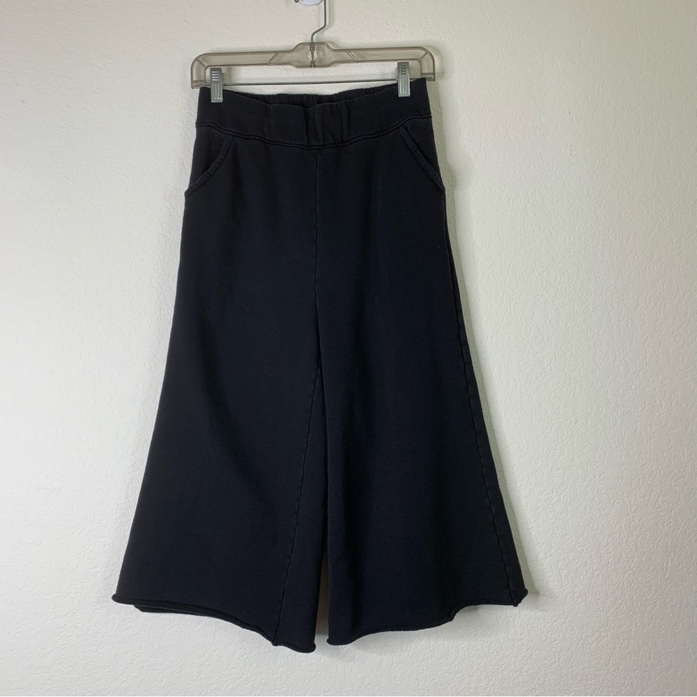 Frank & Eileen tee lab black pull on crop wide leg sweat pants S
